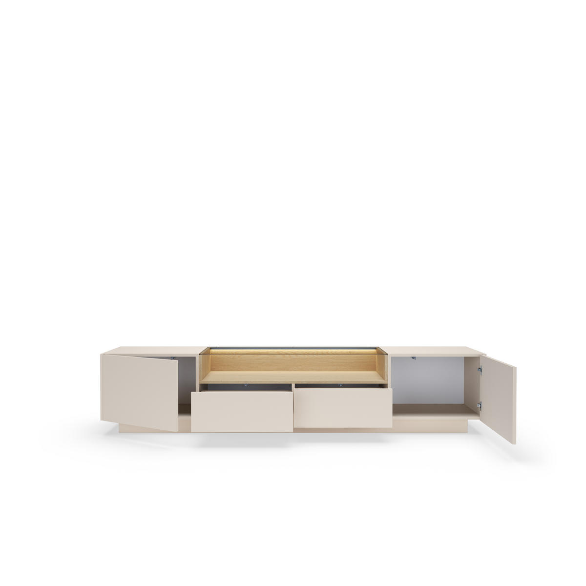TV-SCHRANK: beige + cremona Eiche, 203 x 43,4 x 39,5 cm - Beige, Holzwerkstoff (203/43.4/39.5cm) - 3XE LIVING