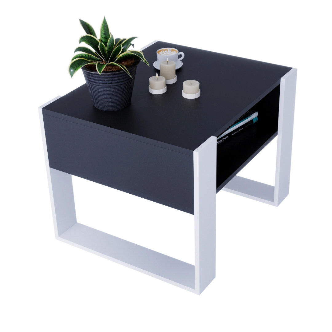 COUCHTISCH KARO 65 - Schwarz/Weiß, Holz (53.6/65/45cm) - Mat-Haus