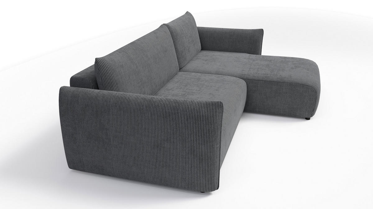ECKSOFA TAUER 3-Sitzer links, dunkelgrau - Dunkelgrau/Schwarz, Holz/Textil (248/173cm) - Courtois Laville