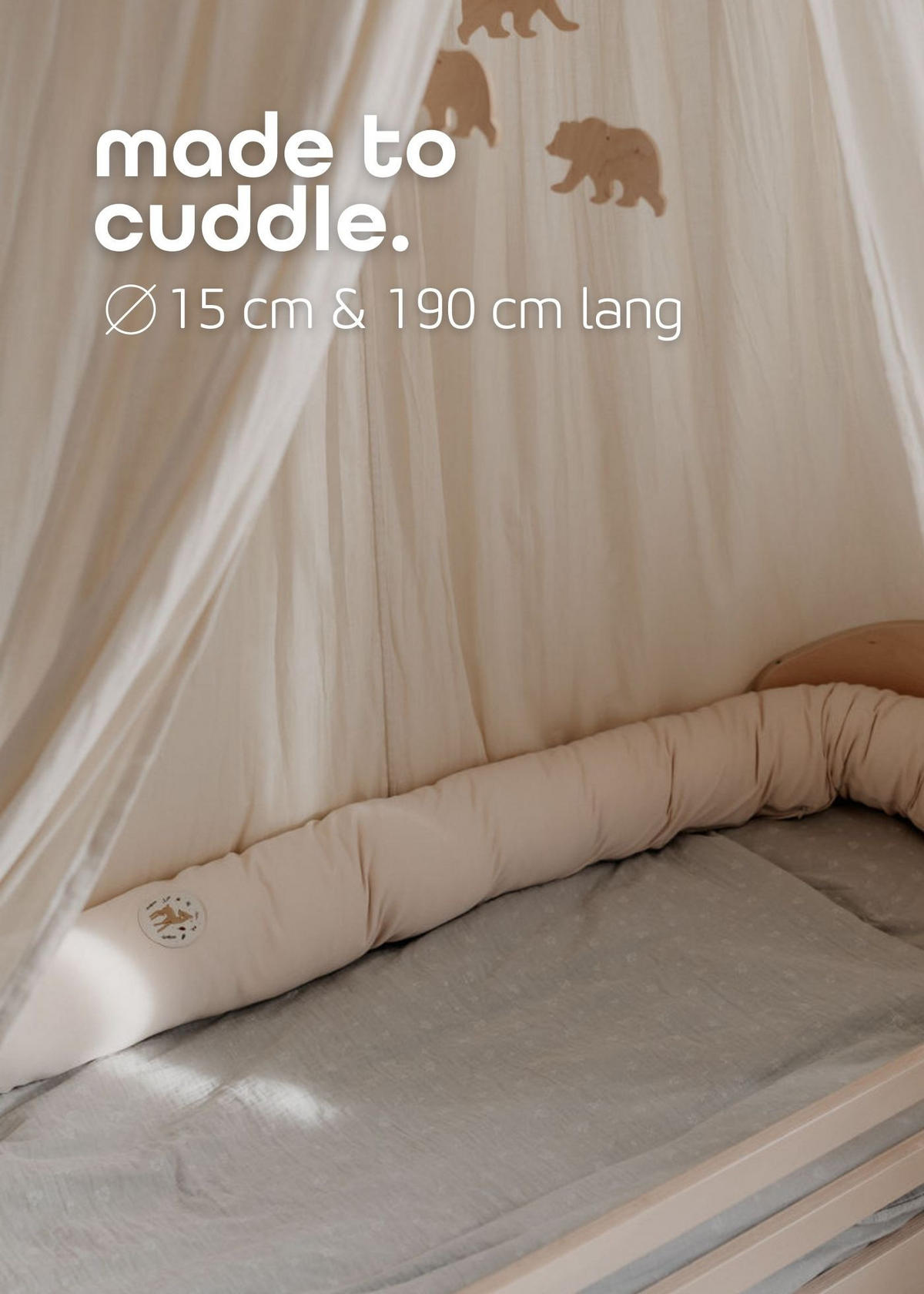 NESTCHENSCHLANGE Cozy "Cute Deer, Stone" 190 cm Bettschlange - Grau/Grün, Textil (15/190cm) - Sämann – make a difference.