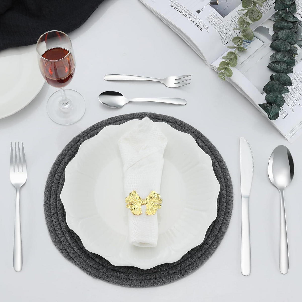 BESTECKSET 30-teiliges Set Edelstahl Silber - Silberfarben, Metall