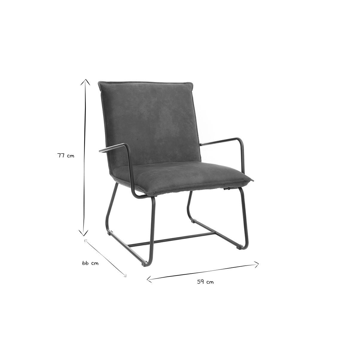 SESSEL PU Braun Metallgestell Schwarz MERCY - Braun, Textil (59/77/66cm) - Miliboo