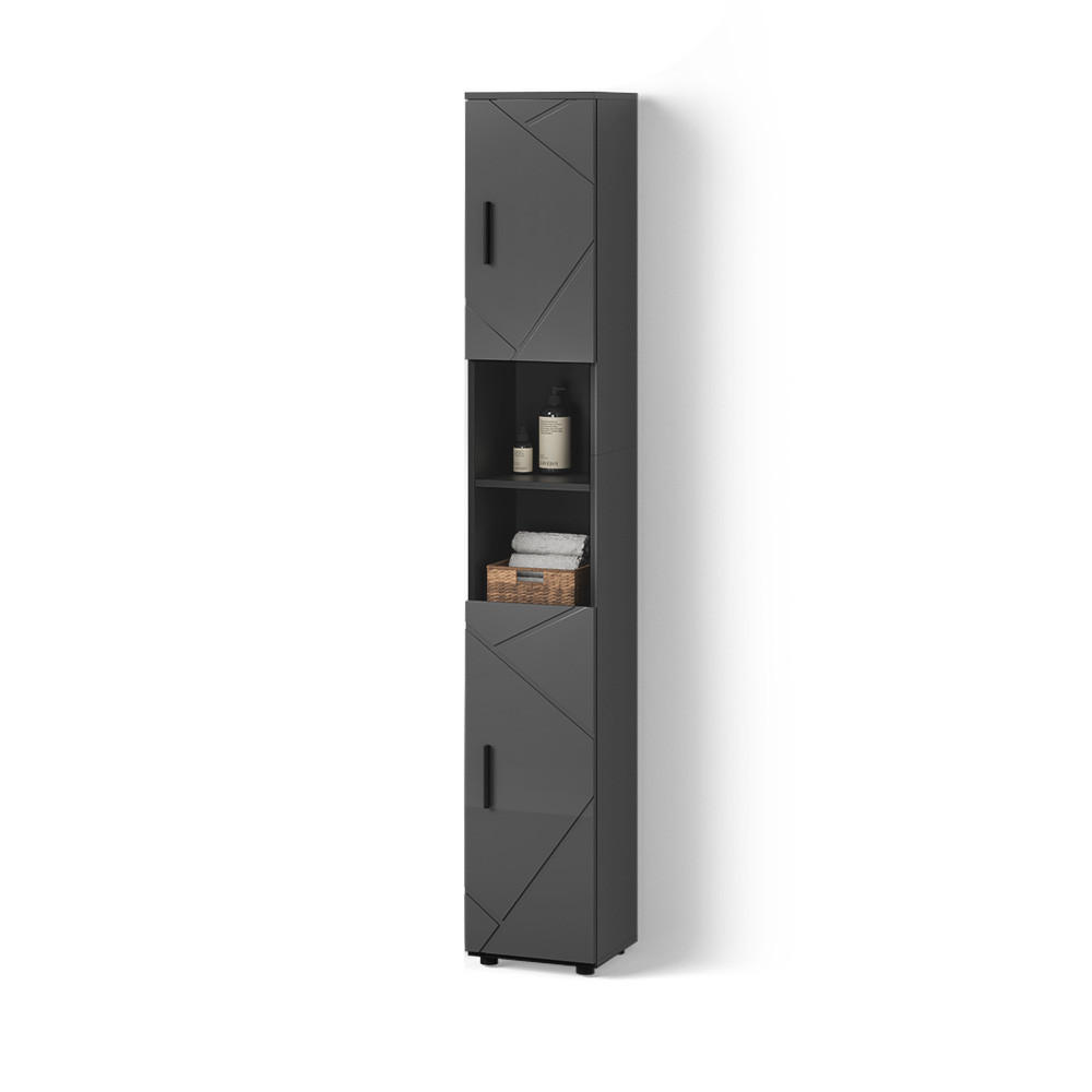 BADSCHRANK Ronco Anthrazit Hochglanz 30 x 192 cm - Anthrazit, Holzwerkstoff (30/192/30cm) - Livinity®