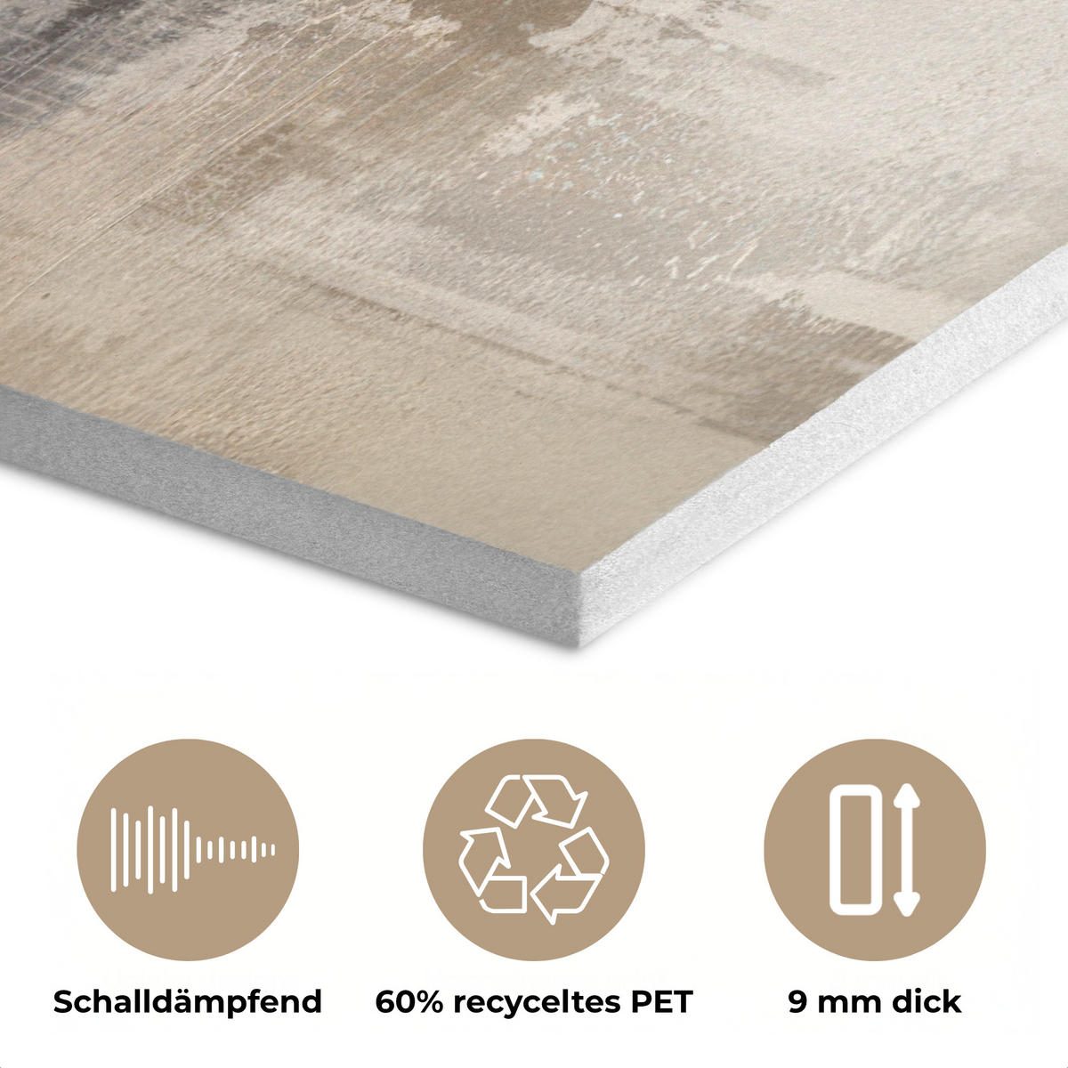 AKUSTIKBILD Moderne Kunst - Abstrakt - Beige Akustikpaneele 90x60 cm - Beige, Kunststoff (90/60/0.9cm) - MuchoWow