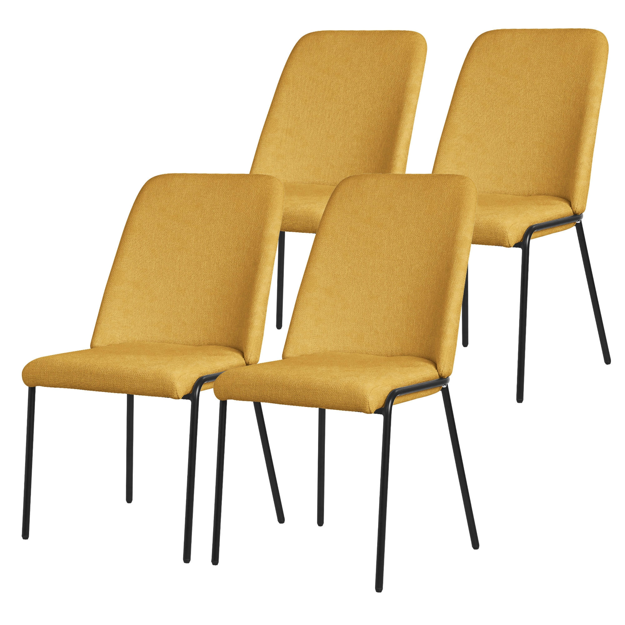 ML-DESIGN JÍDELNÍ ŽIDLE, sada 4 ks, hořčičná, s látkovým potahem