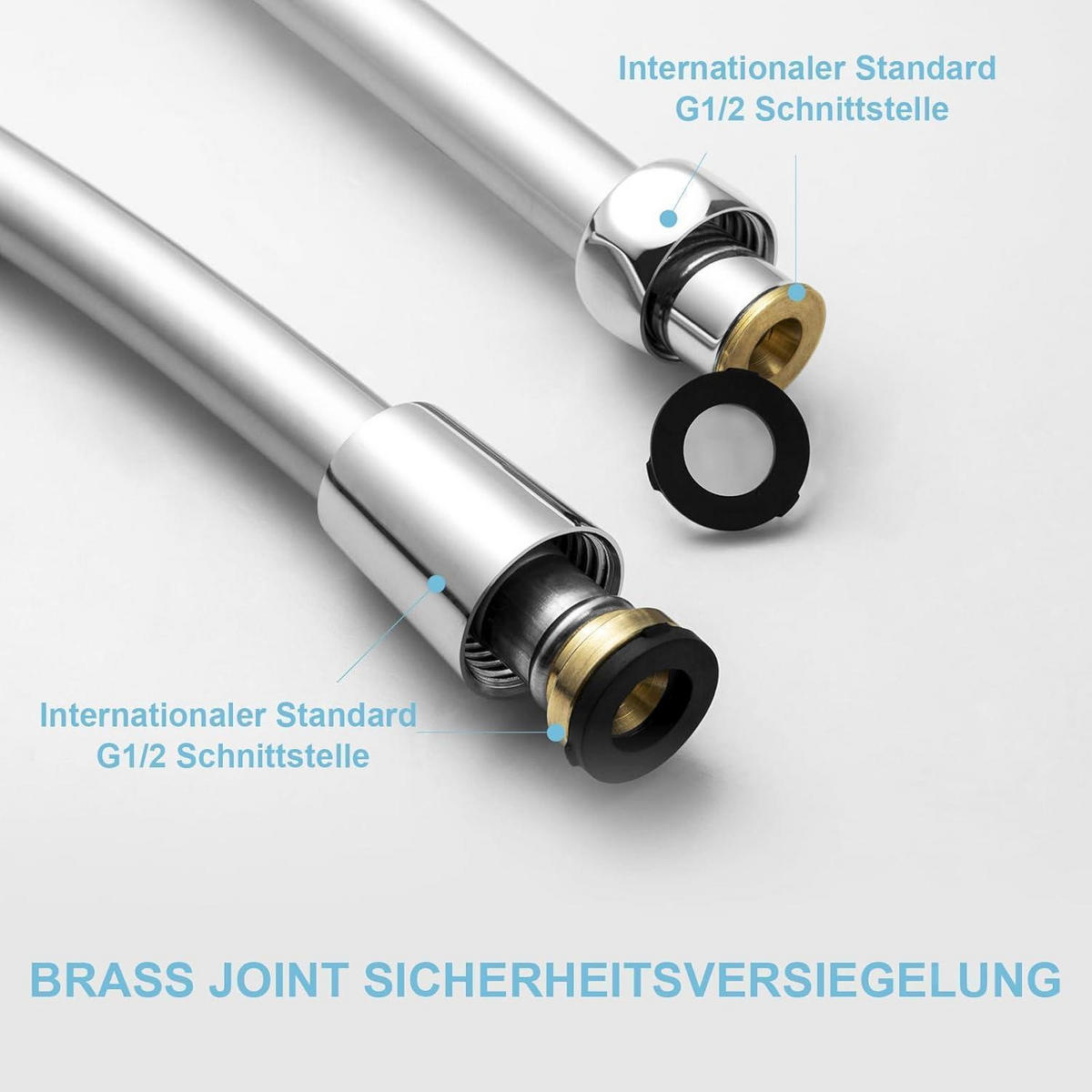BRAUSESCHLAUCH 1,2 m Silber - Silberfarben, Metall (1/1/120cm)