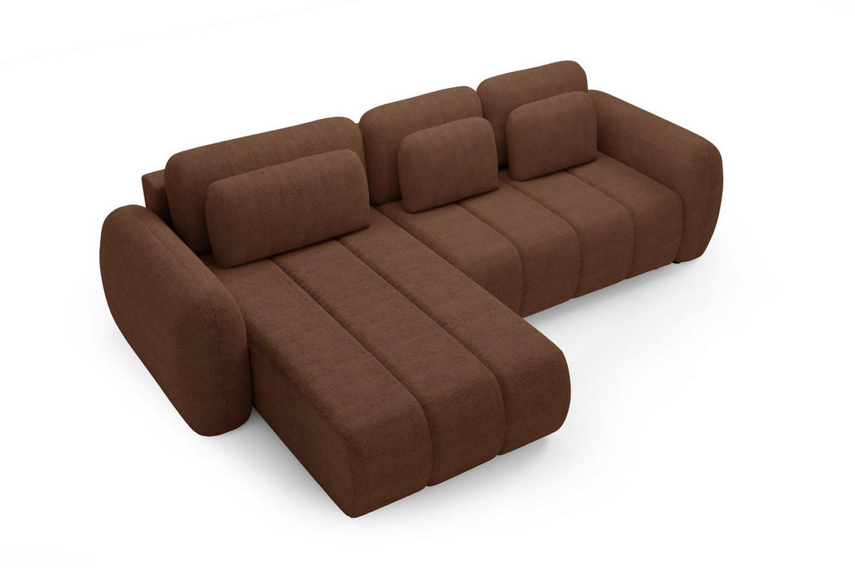 ECKSOFA Caria Mit Schlaffunktion - Rotbraun, Holzwerkstoff/Textil (304/190cm) - Fun Möbel