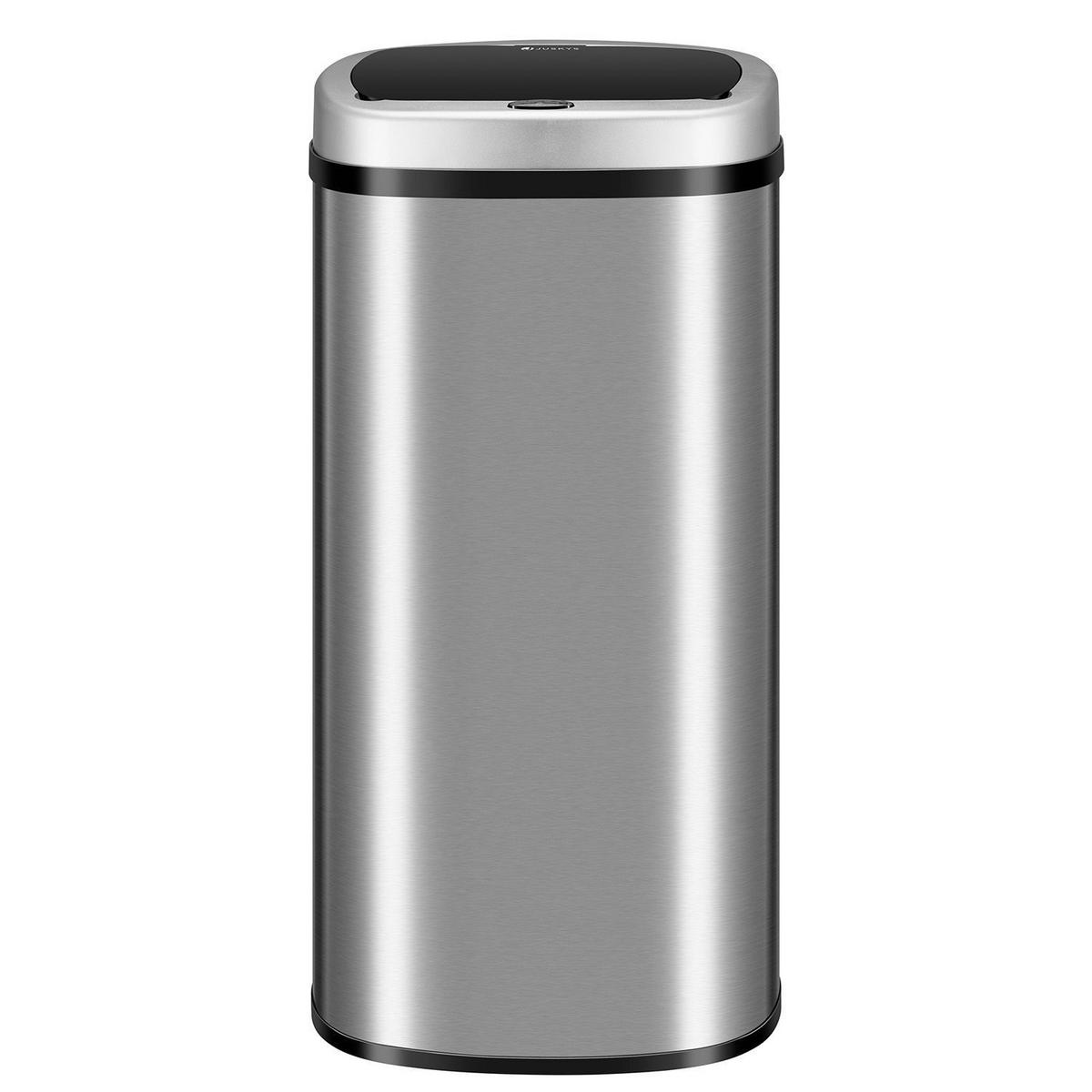 MÜLLEIMER viereckig 70L silber mit Sensor - Silberfarben, Metall (40/73/29cm) - Juskys