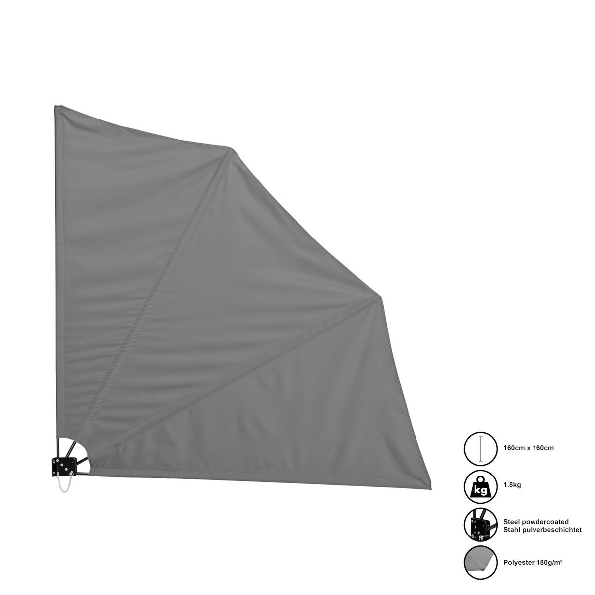 WANDKLAPPSCHIRM Ragusa - Grau, Textil (160/160cm) - casa.pro