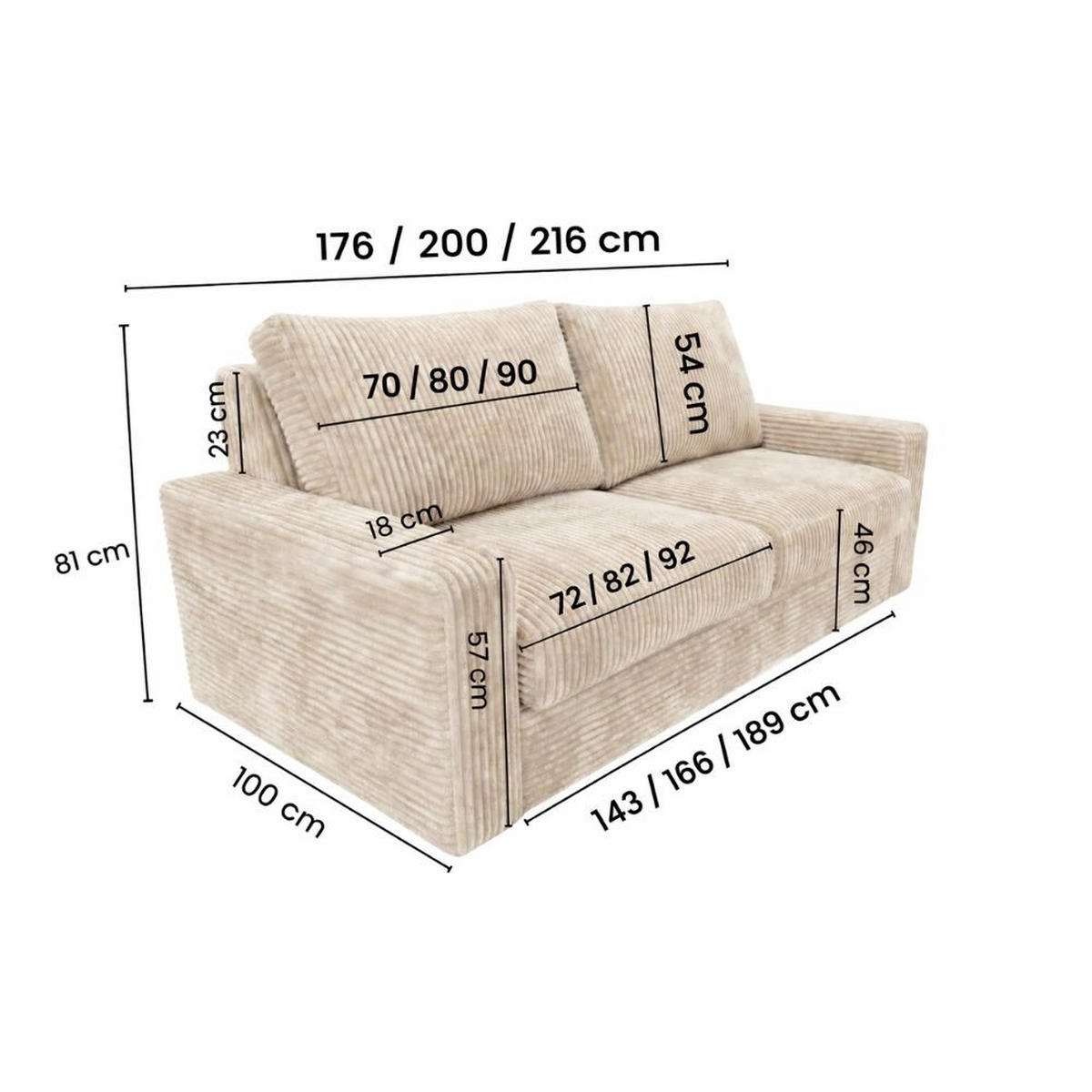 SCHLAFSOFA Siena, sofa mit Bettfunktion, 160x200, Blau - Blau, Textil (200/81/100cm) - AN-Moebel 4u