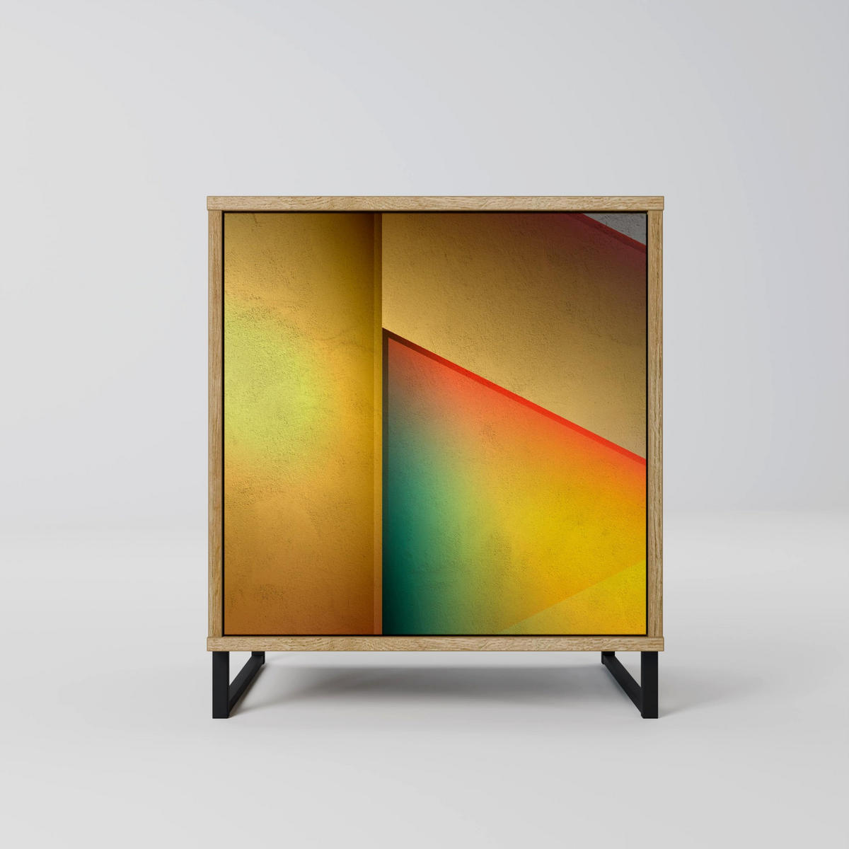 SIDEBOARD PIERCING SHARPNESS, Eichefarben, 57,5x42x57,5 cm, Ohne Füße - Eichefarben/Multicolor, Holzwerkstoff (57.5/57.5/42cm) - SpaceRebels