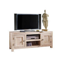 TV-BOARD Akazie 145x45x60 white stone getüncht NATURE WHITE #41 - Beige, Holz (45/60/145cm) - Massivmoebel24