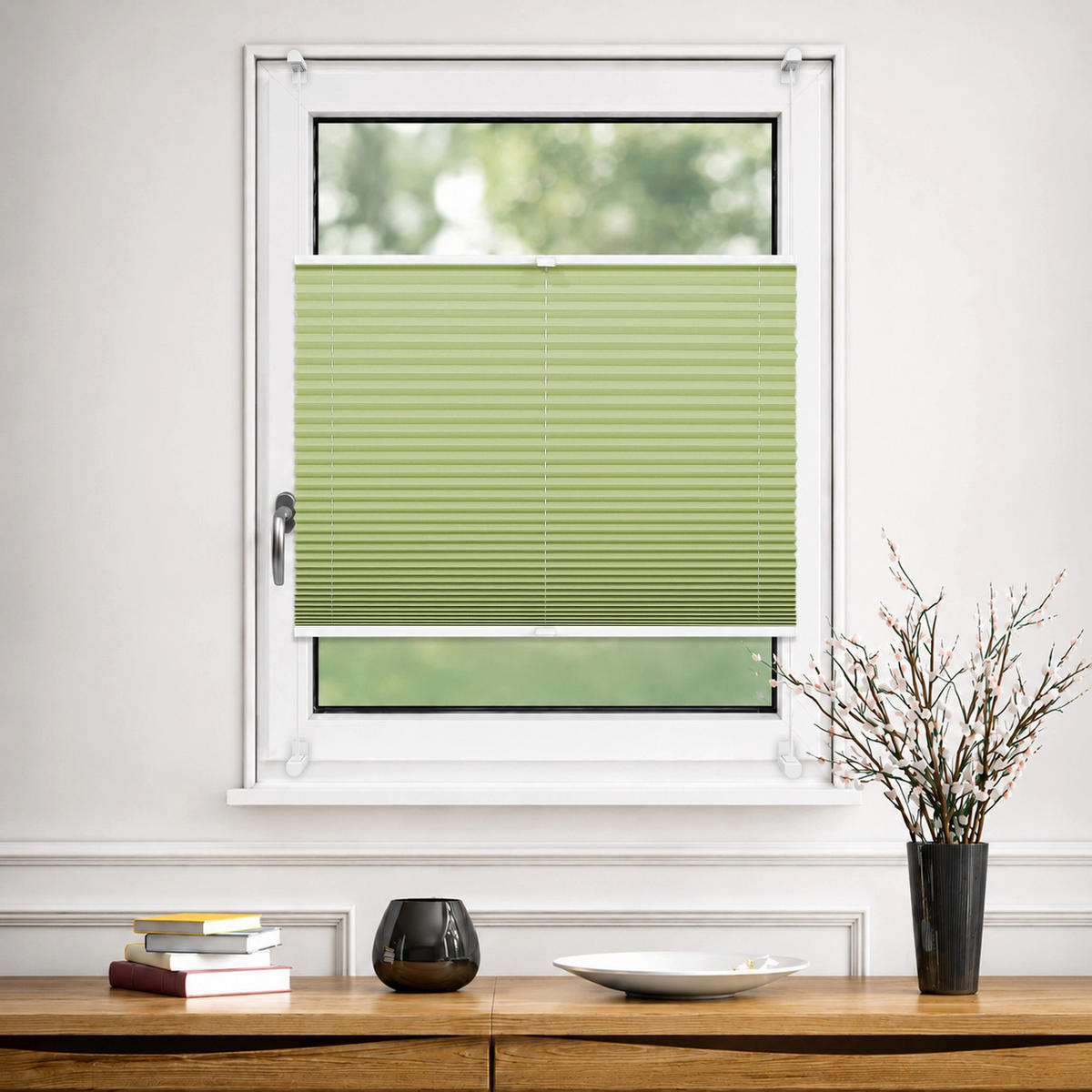PLISSEE Thermo Basic 75 x 210cm Klemmfix ohne Bohren - Grün, Textil (75/210/210cm) - Deco-Raum