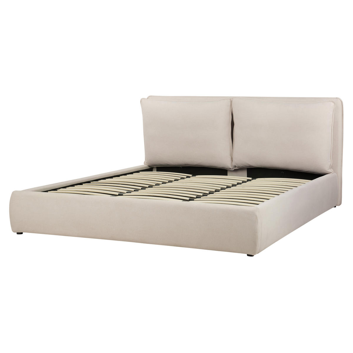 BETT mit Stauraum 180x200 cm Beige Bajonna - Beige, Textil (180/200cm) - Beliani