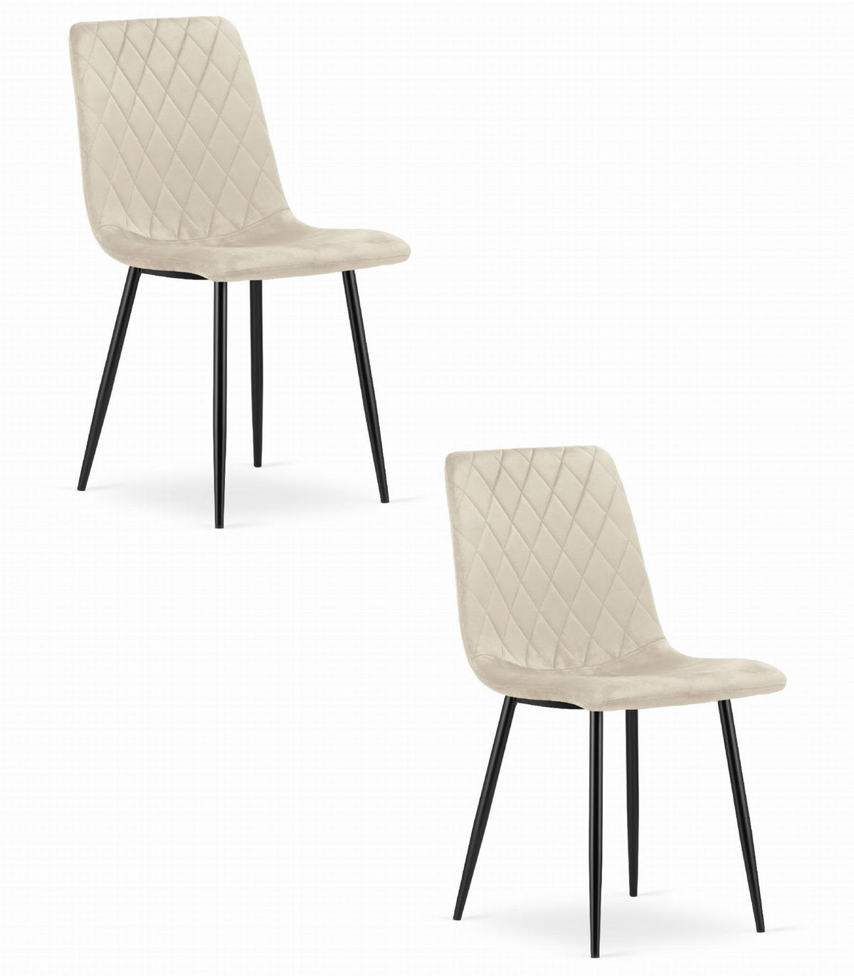 ESSZIMMERSTUHL 2-er Set TURIN beiger Sitz - Beige, Textil (44.5/88.5/53cm) - Valora