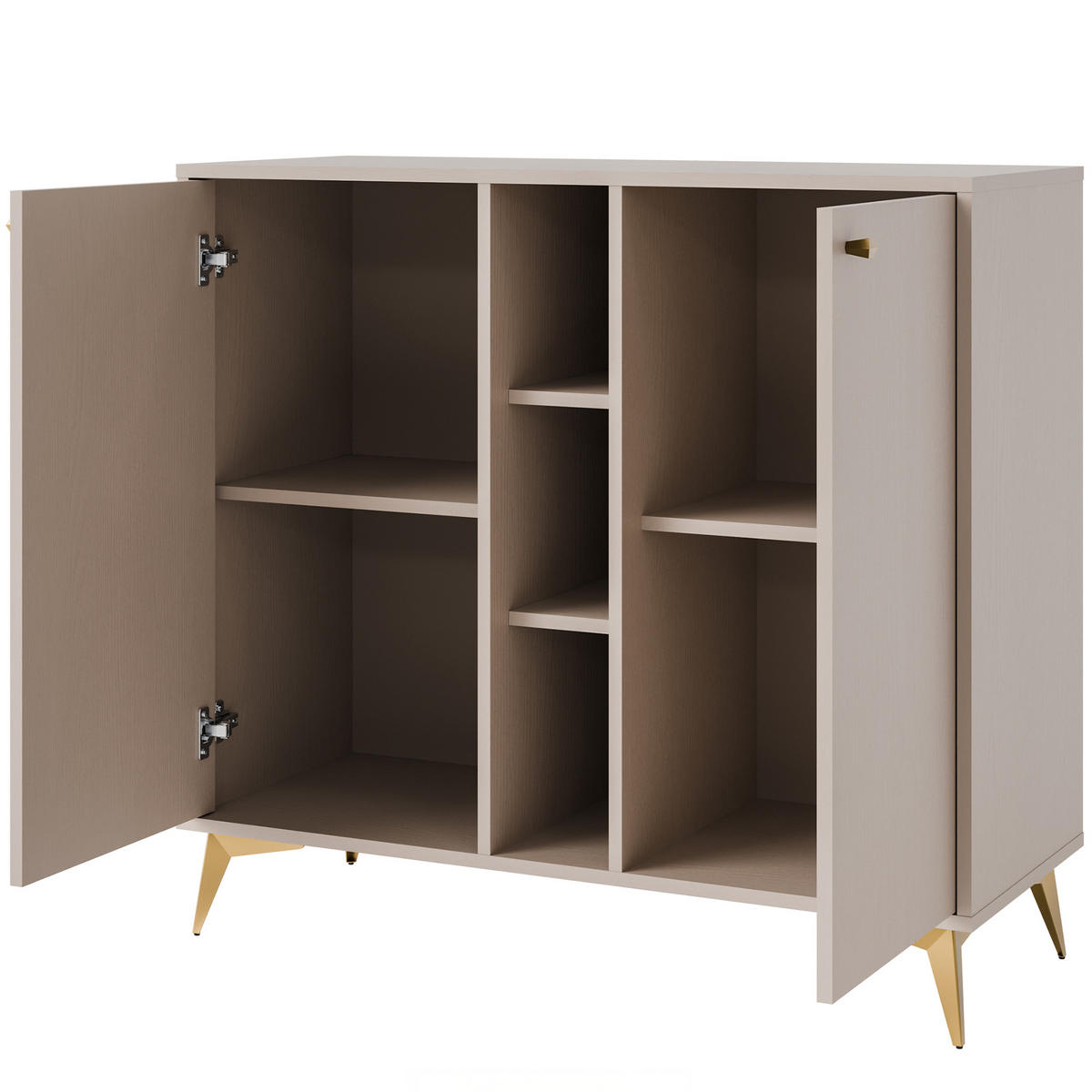 KOMMODE FLOREN, Creme/Gold - Creme, Holzwerkstoff/Metall (100.2/93.5/40.8cm) - KONSIMO®