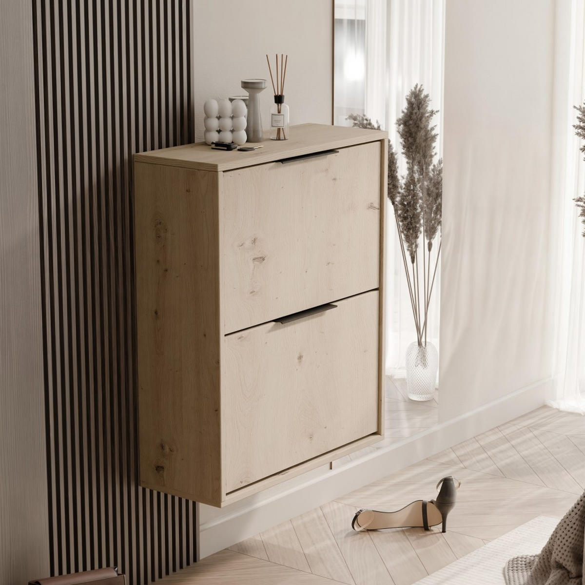 SCHUHSCHRANK Muno mit 2 Türen, eiche Artisan - Eiche Artisan, Holzwerkstoff (60/87.5/30cm) - Beautysofa