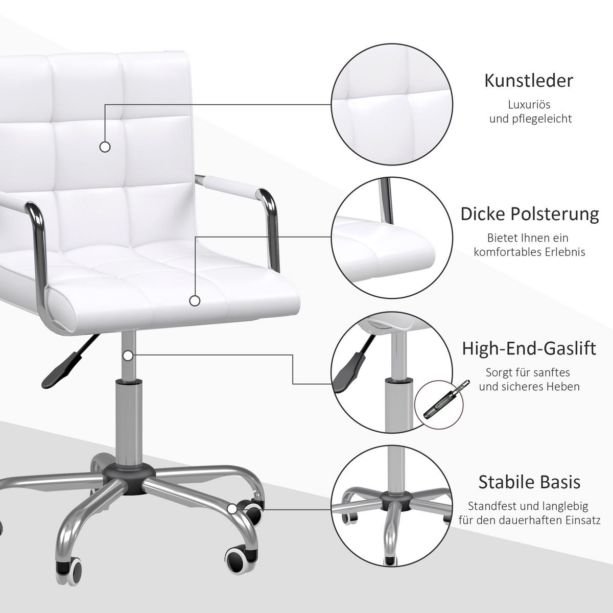 BÜROSTUHL Weiss - Weiß, Kunststoff/Metall (52.5/99/54cm) - Jamb