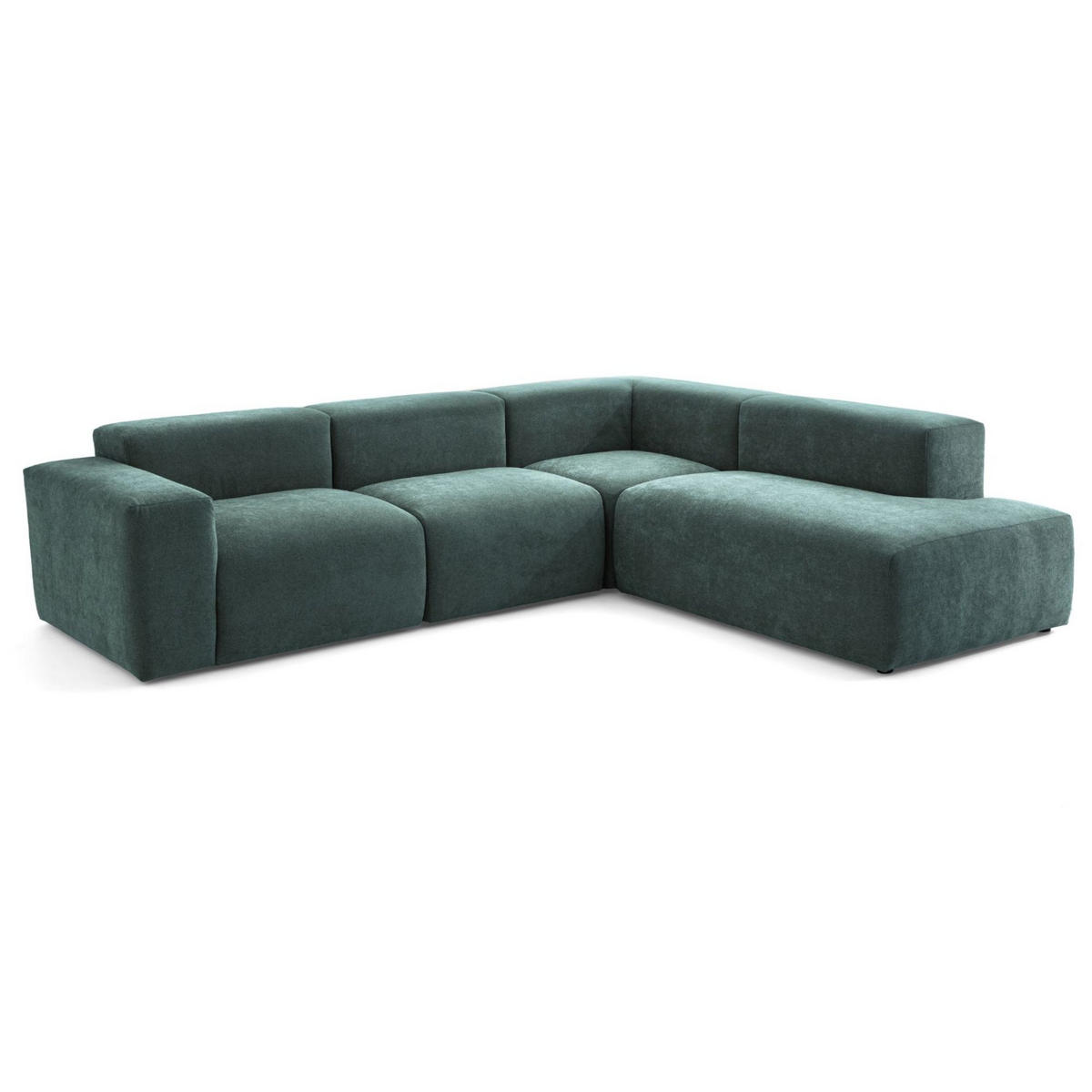 4-SITZER modulares Ecksofa HEAVEN SET 2 Rechts, Breite 300 cm Webstoff Dunkelgrün - Dunkelgrün/Schwarz, Holz/Kunststoff (245/300cm) - Muffo