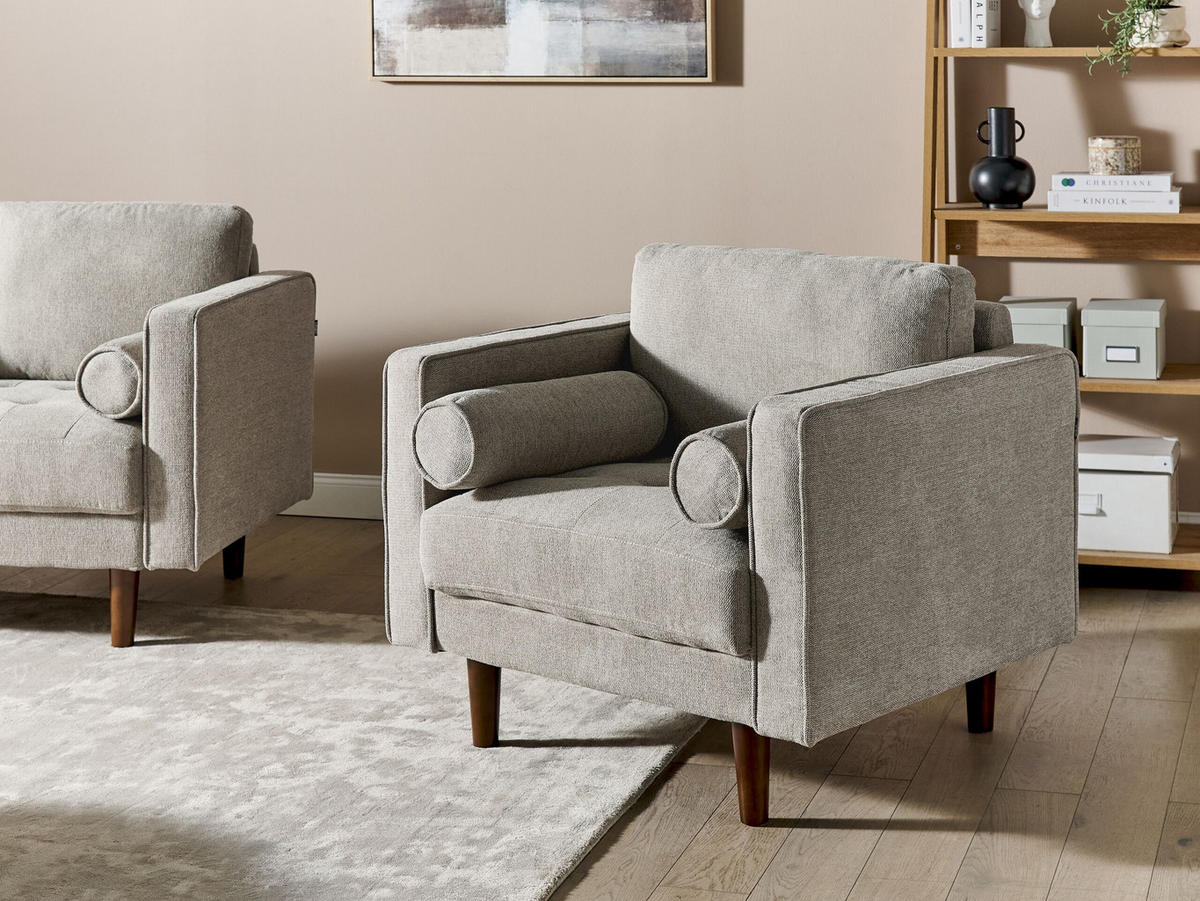 SESSEL taupe Nurmo - Dunkelbraun/Braun, Textil (86/78/74cm) - Beliani