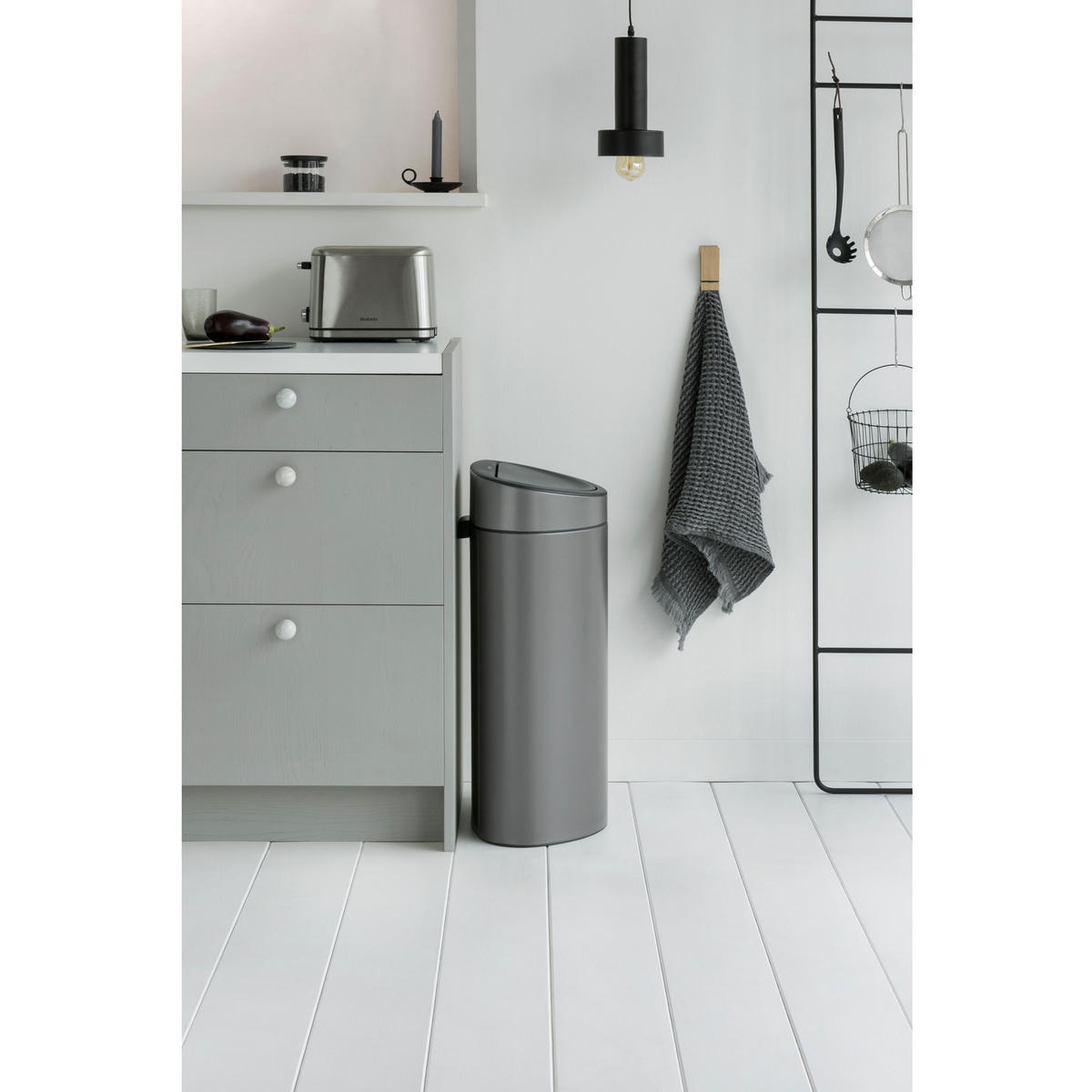 ABFALLBEHÄLTER Touch Bin mit Kunststoffeinsatz, Platinum, 40 L - Anthrazit, Metall (48.3/76.5/32.8cm) - Brabantia