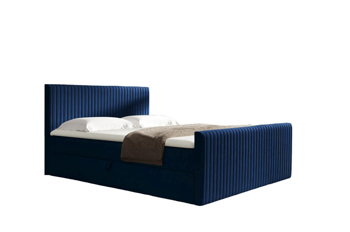BOXBETT Adrien In überlänge - Dunkelblau, Holzwerkstoff/Textil (160/220cm) - Fun Möbel
