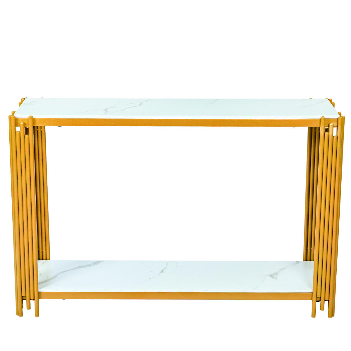 KONSOLENTISCH aus MDF und Metall 123,5x33,5x80 cm Gold/Weiß mit 2 Ablagen - Goldfarben, Holzwerkstoff (123.5/33.5/80cm) - IVMEU