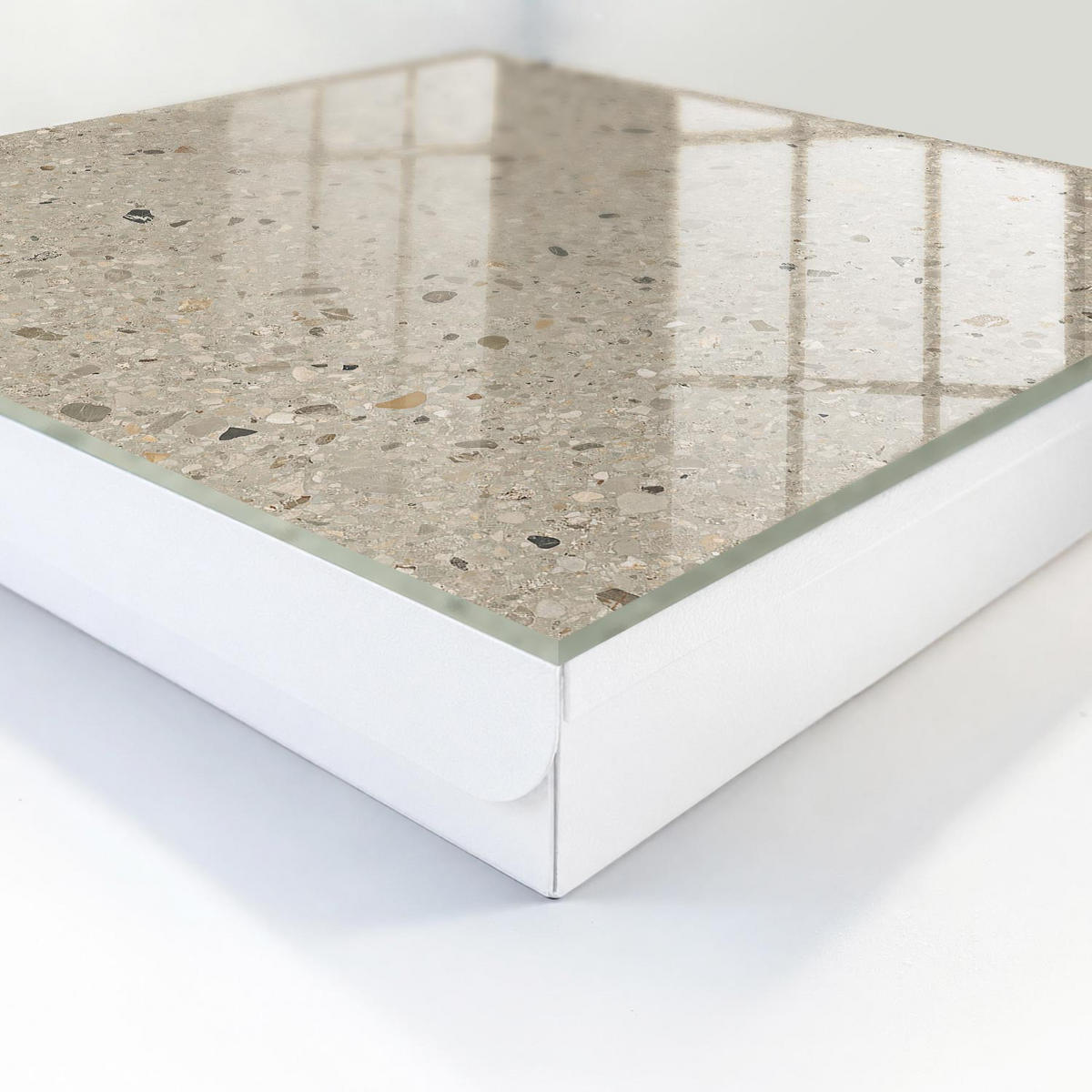 SCHLÜSSELBOX Weiß 30x30 cm – Türöffnung nach rechts - Kieselstruktur - Beige, Metall (30/30/5cm) - TULUP