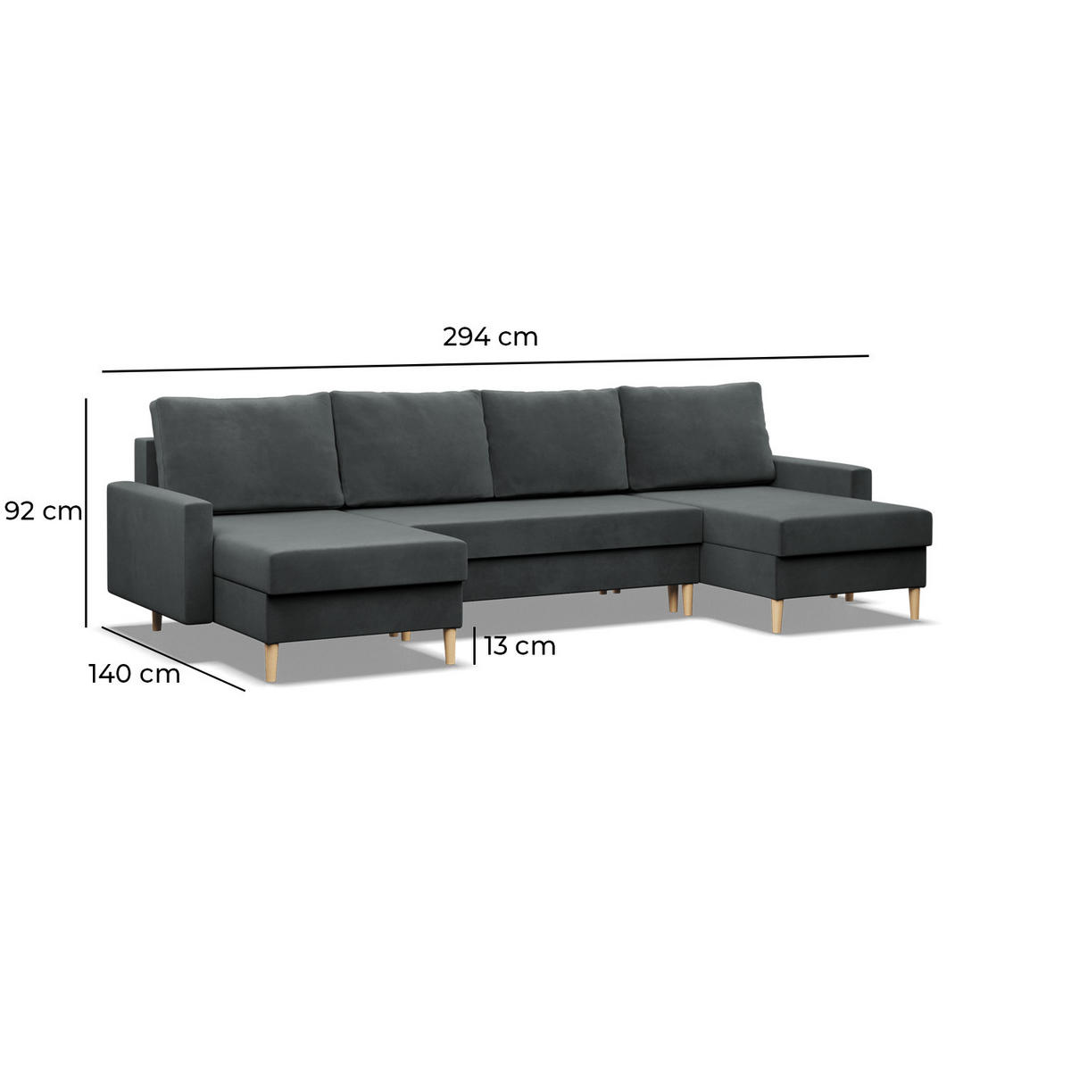 U-ECKSOFA MIT SCHLAFFUNKTION BLANK, Beige - Beige, Textil (294/92/140cm) - Mebligo