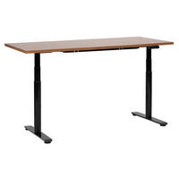 SCHREIBTISCH braunschwarz 160/72 cm elektrisch höhenverstellbar Destin IV - Dunkelbraun/Schwarz, Holz (72/160/67cm) - Beliani