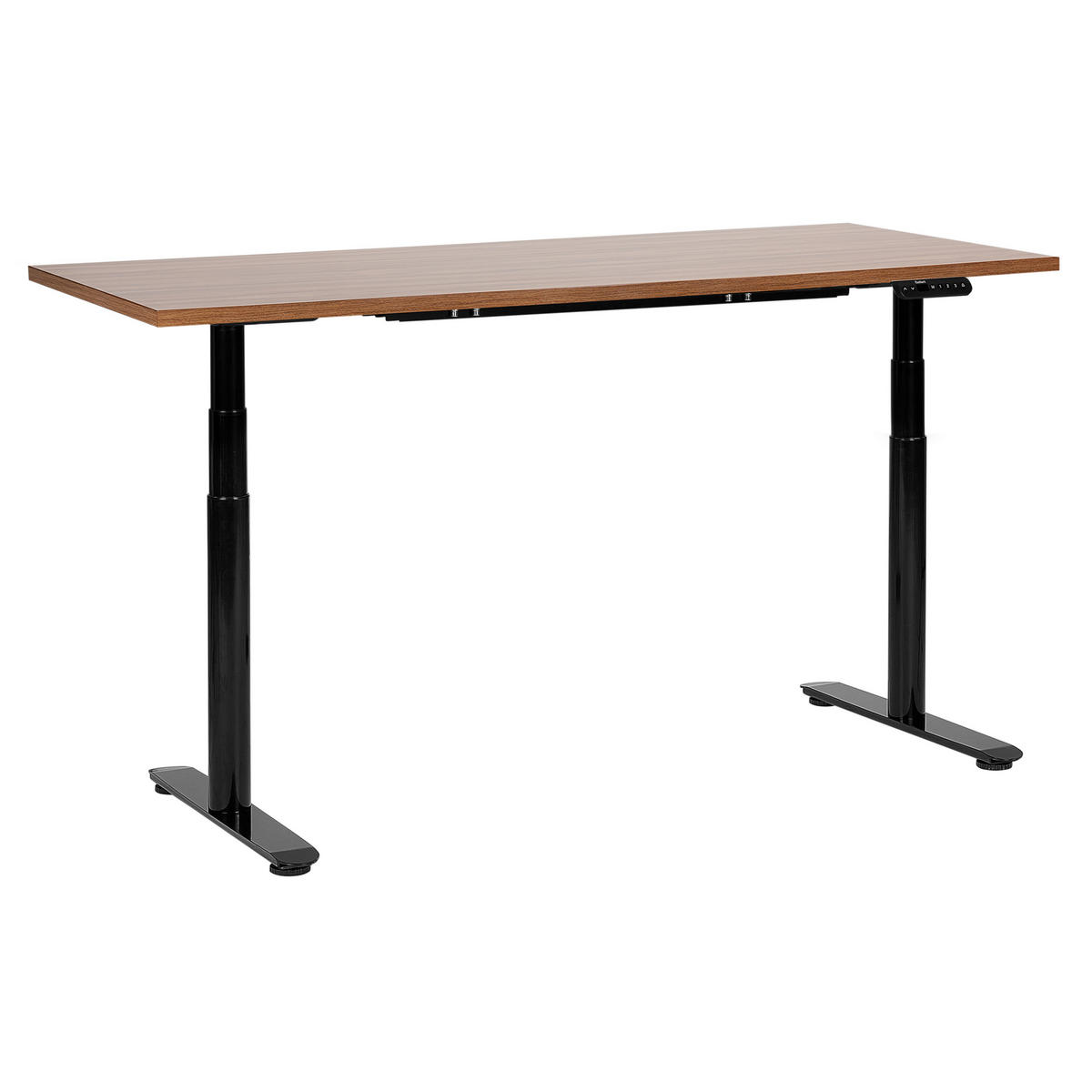 SCHREIBTISCH braunschwarz 160/72 cm elektrisch höhenverstellbar Destin IV - Dunkelbraun/Schwarz, Holz (72/160/67cm) - Beliani
