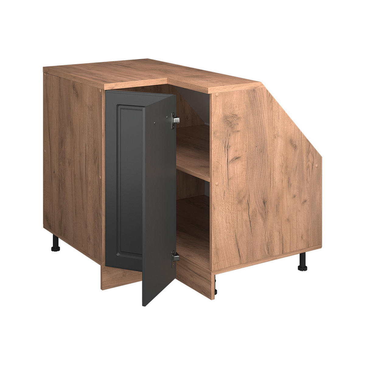 KOTNI KUHINJSKI ORMAR ZA KOSINE KROVA R-Line Antracit u rustikalnom stilu 75.6 cm s 1 vratima, korpus ormarića dubine 60 cm - hrast medunac/antracit, drvni materijal (75.6/83.8/60cm) - Vicco