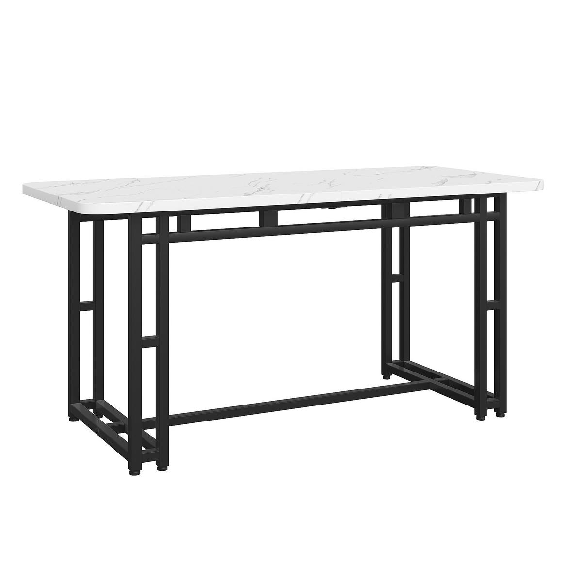 JÍDELNÍ stůl 140/80 cm černo-bílý z MDF s černými kovovými nohami - bílá, kompozitní dřevo (140/80/74cm) - OKWISH