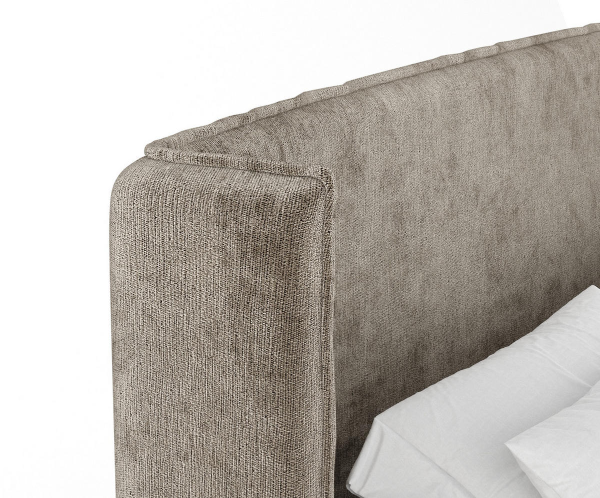 BOXBETT Skyline Beige 180/200 cm mit Matratze und Topper - Beige/Schwarz, Holz/Holzwerkstoff (180/200cm) - Maison de Reve