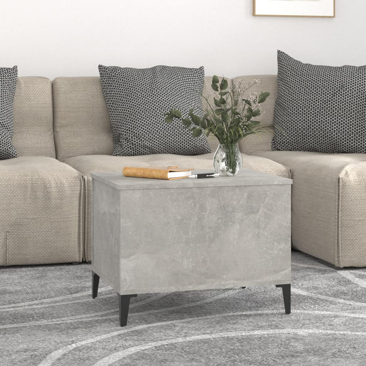 COUCHTISCH Betongrau 60x44,5x45 cm Holzwerkstoff - Grau, Holzwerkstoff (60/44.5/45cm) - furnicato