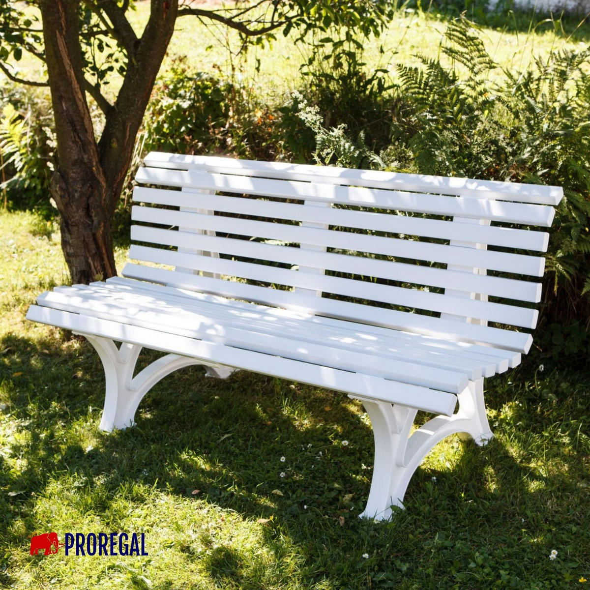 GARTENBANK Jamaika 3 Sitzer Weiß 80 x 150 x 64cm Witterungskunststoff & UV Beständiger Kunststoff - Weiß, Kunststoff (150/80/64cm) - PROREGAL