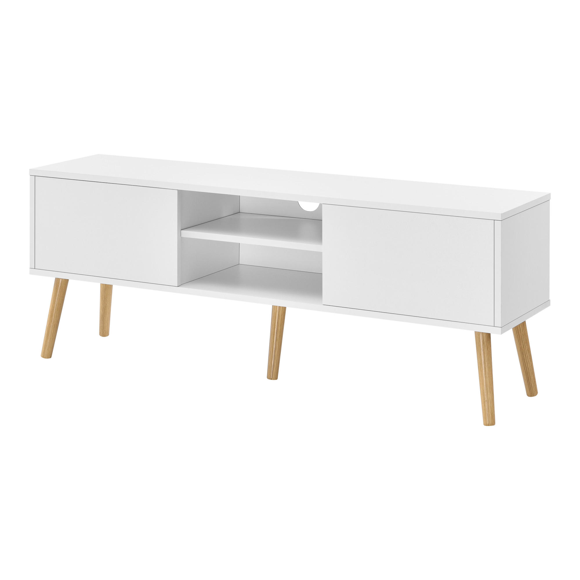 LOWBOARD Eskilstuna - Weiß, Holz/Holzwerkstoff (120/46.5/29.5cm) - [en.casa]