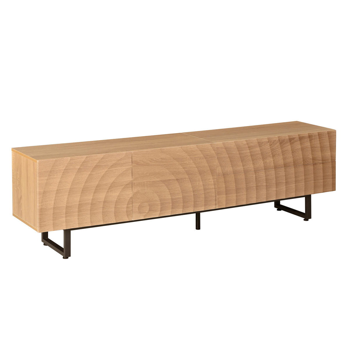 TV-ELEMENT180X38X51,5CM NaturholzOptik mit 3DMaserung und Metallbeinen - Naturfarben, Holz (48.49/13.79/60.3cm) - Raelunyi