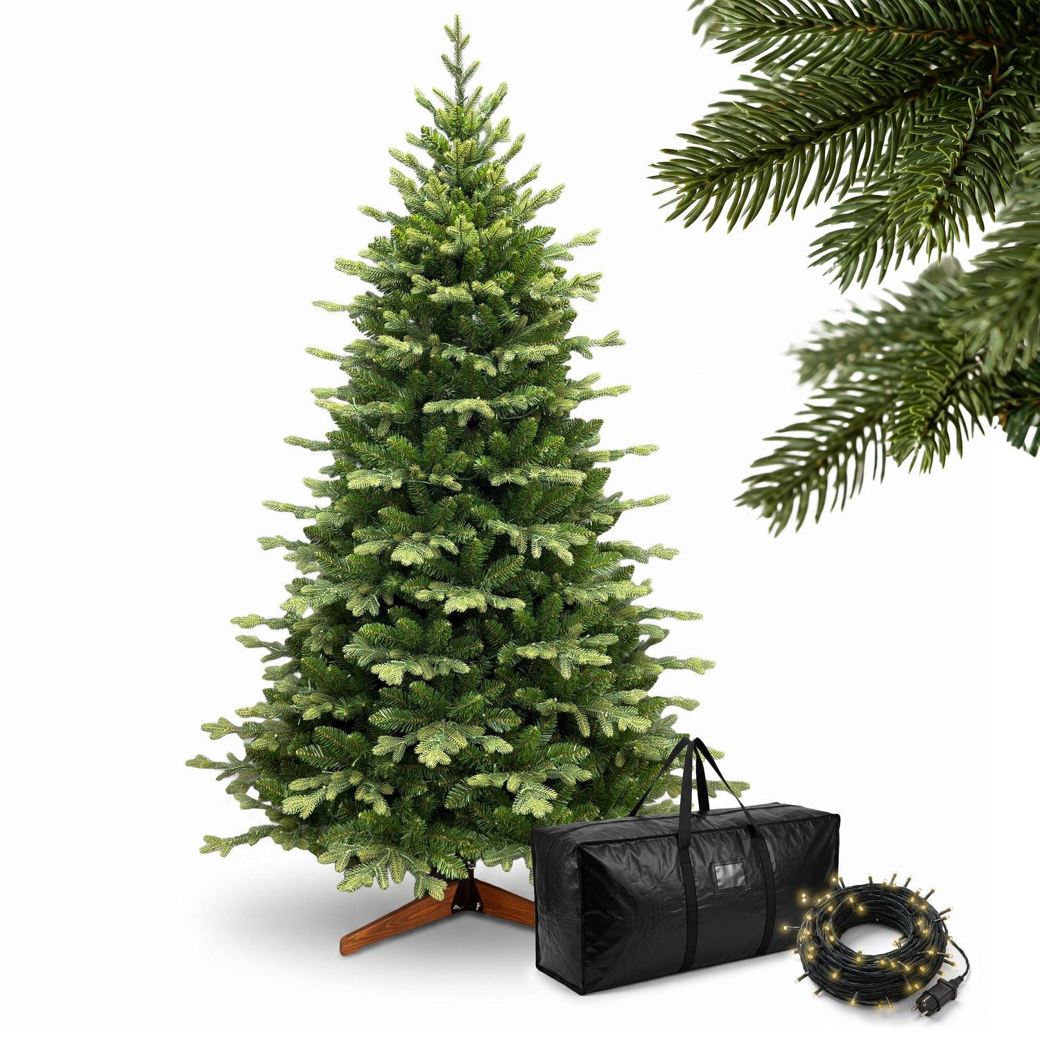WEIHNACHTSBAUM künstlich REDMOND 210 cm mit LED-Lichterkette und Holzständer - Grün, Kunststoff (130/210cm) - pink garten