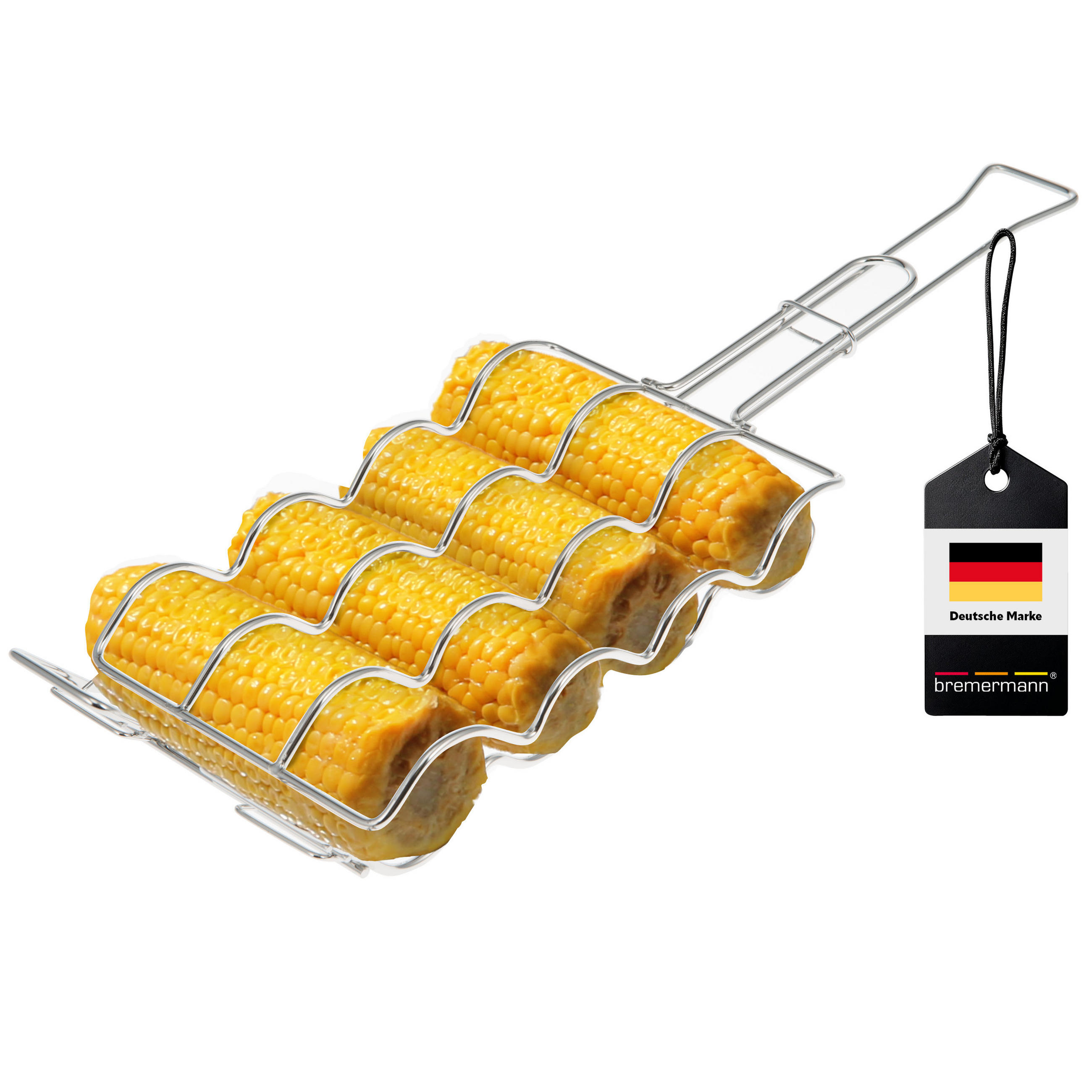MAISKOLBEN-GRILLHALTER, silber, Edelstahl - Edelstahlfarben, Metall (17.5/17.5/55cm) - bremermann