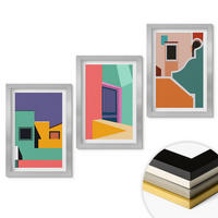 WANDBILDER 3er Set - 20x30 cm Silberner Rahmen - Farbenfrohe Illustrationen der Stadt - Silberfarben, Kunststoff (20/30cm) - ArtPrintCave