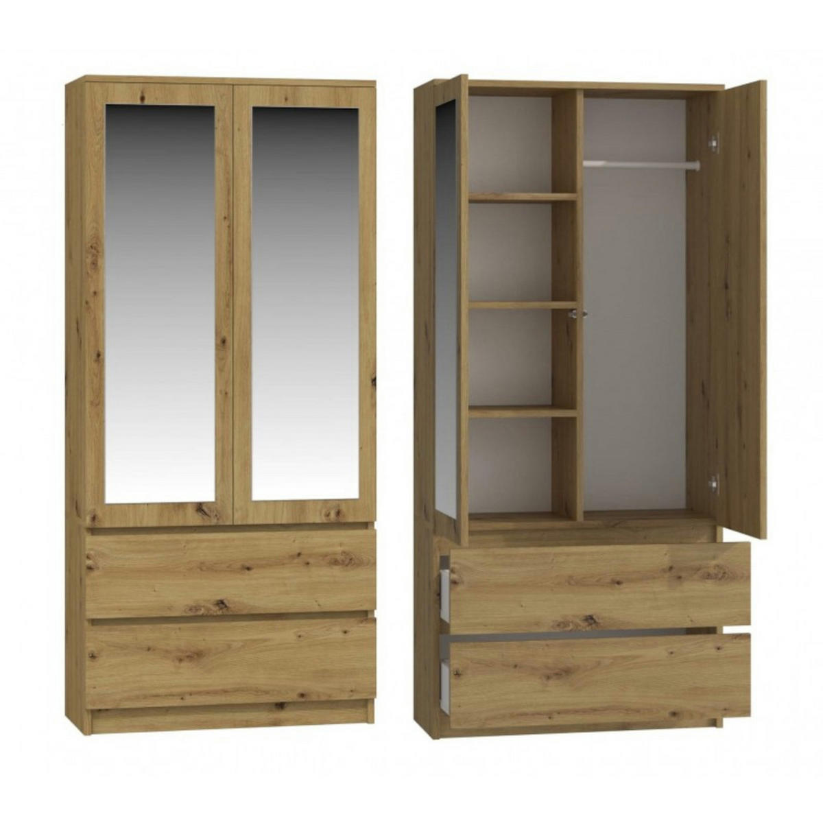 SCHRANK malve SD-90L Eiche Artisan - Eiche Artisan, Holzwerkstoff (90/180/50cm)