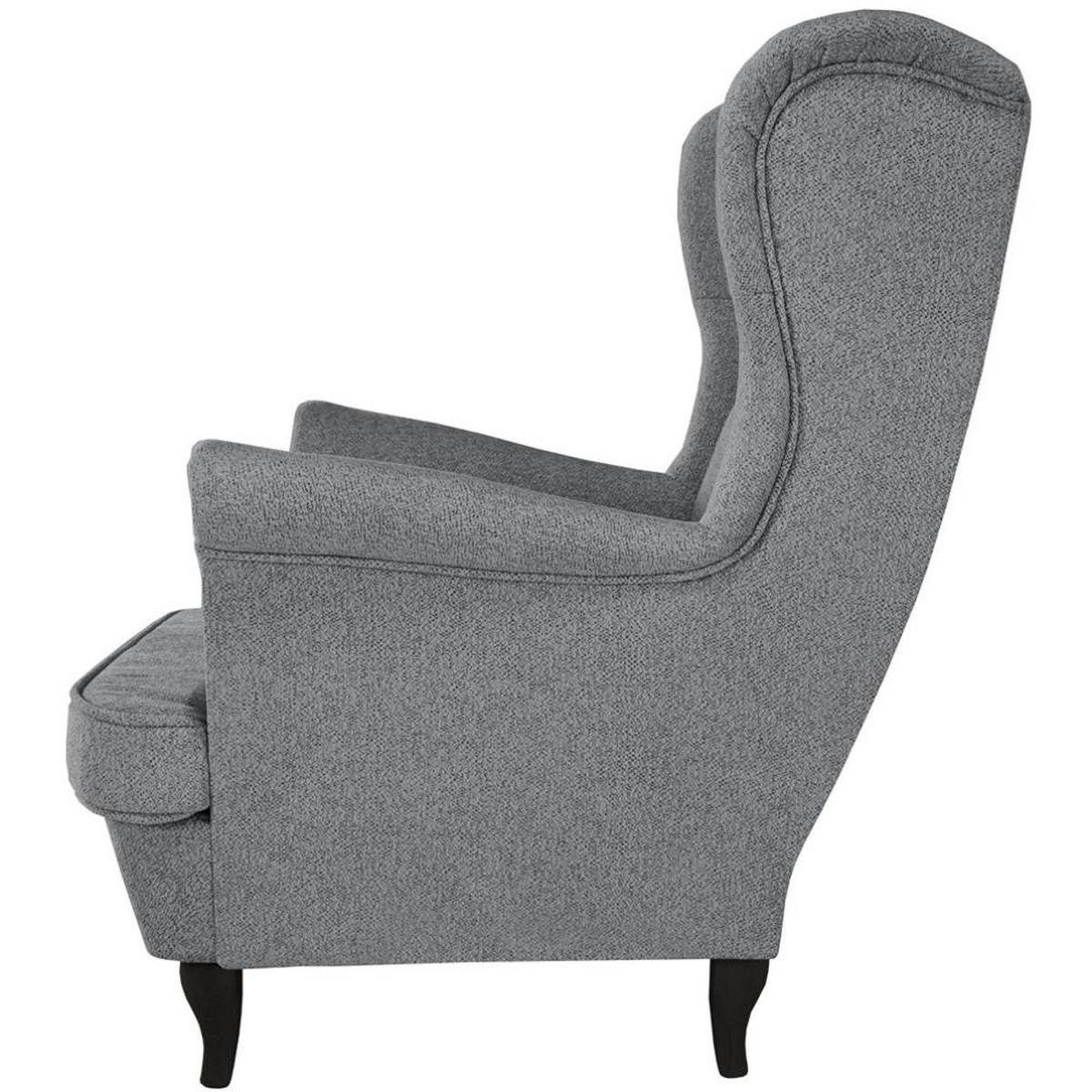 CHESTERFIELD-SESSEL Falco grau mit Wenge Holzbeinen - Grau, Holz/Textil (82/102/92cm) - Beautysofa