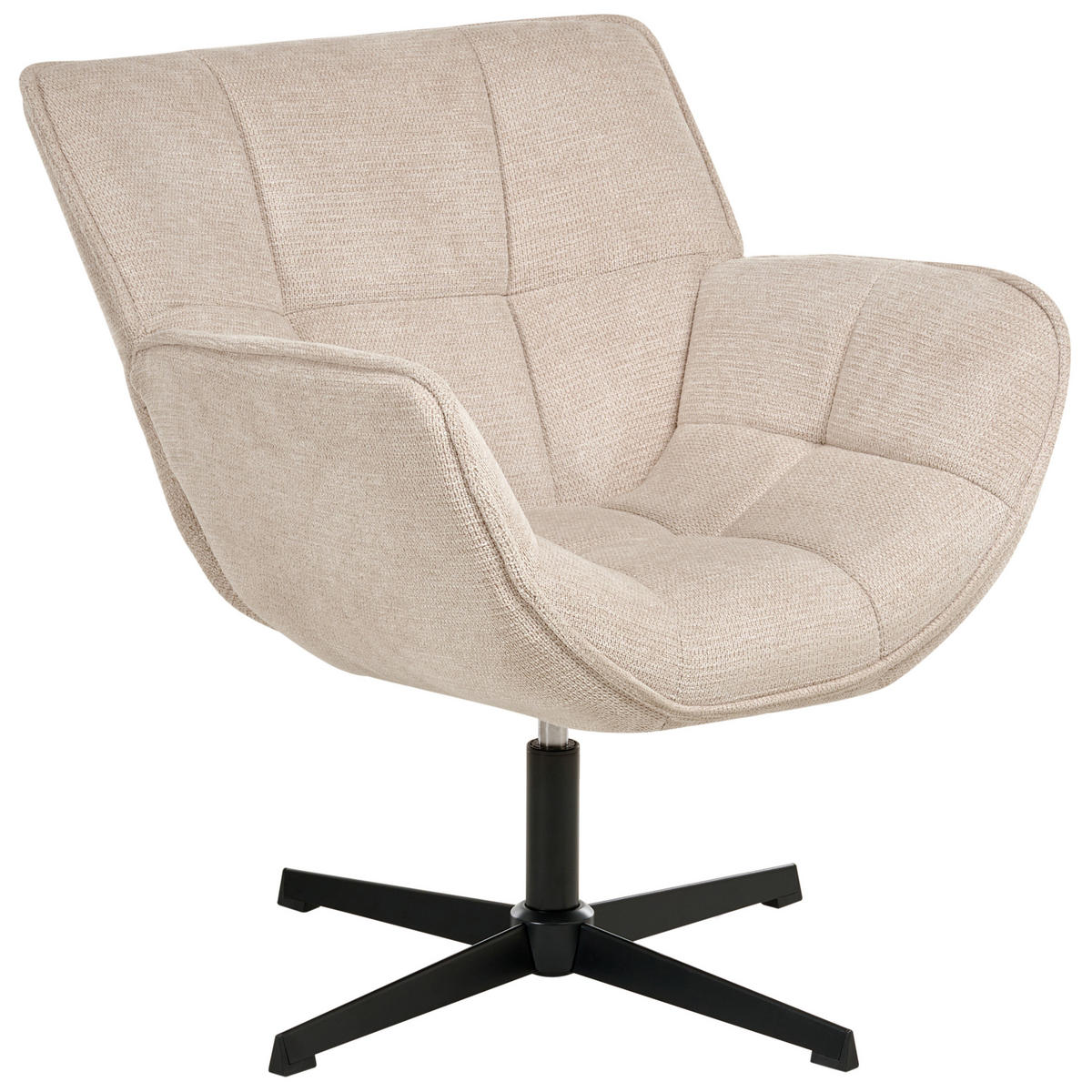 DREHSESSEL Stoff Hellbeige Auma - Beige/Schwarz, Textil/Metall (71/85/78cm) - Beliani