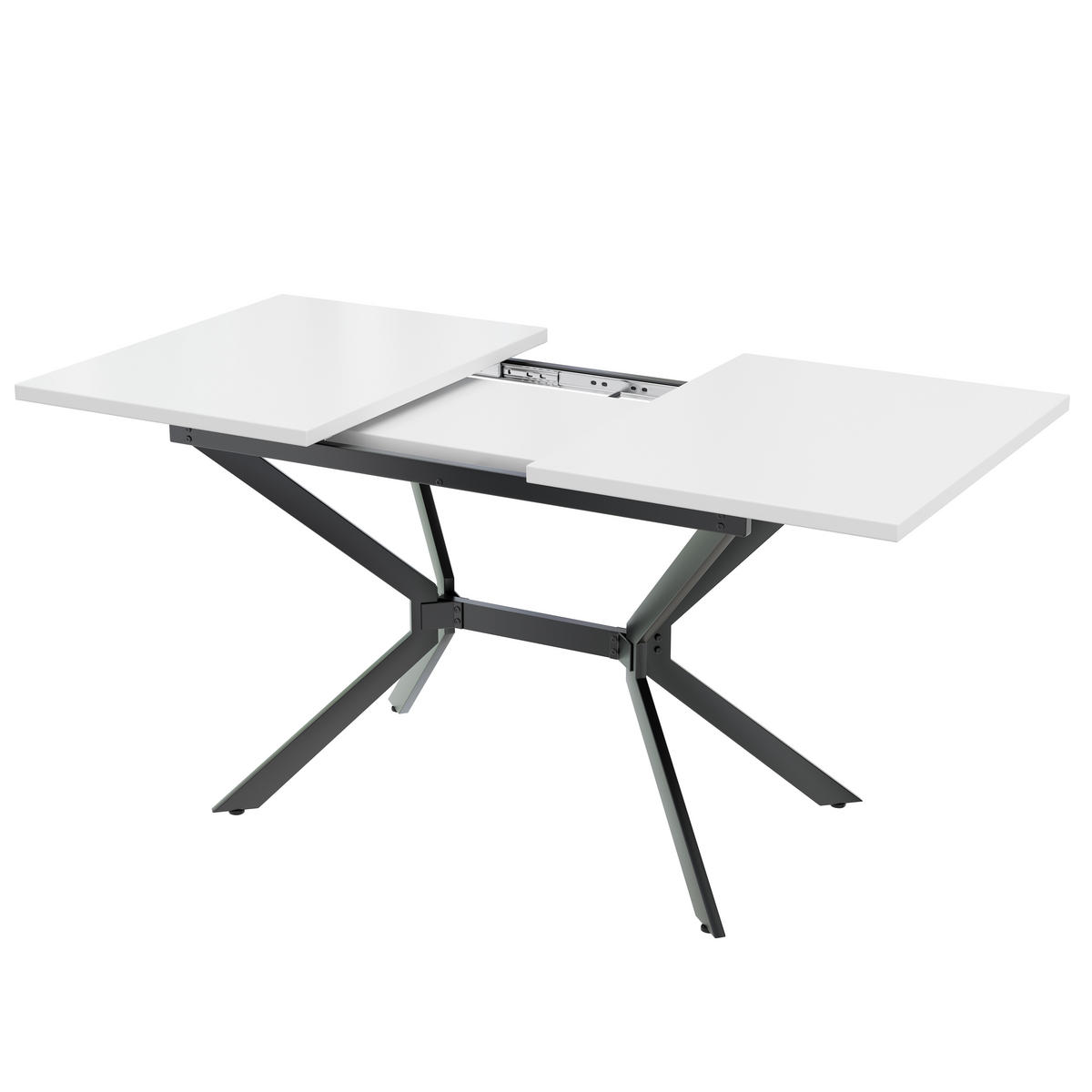ESSTISCH Weiß 120-160/80/75 cm - Weiß, Holzwerkstoff/Metall (160/80/75cm) - Urban Meuble