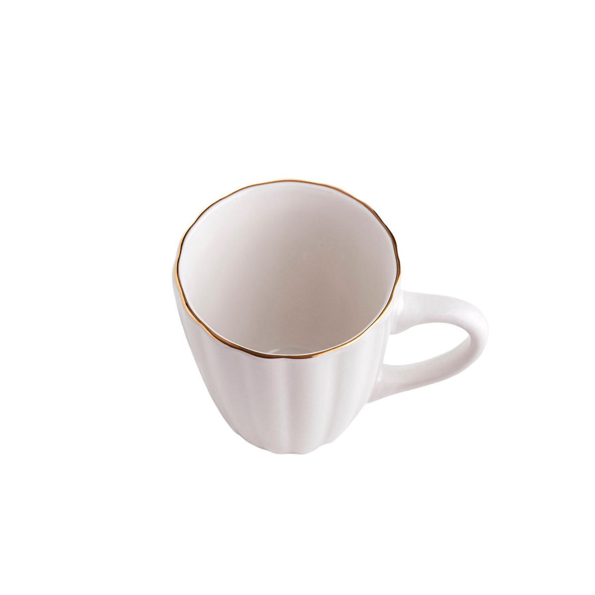 BECHER Melida mit Goldrand 0,38 l 6er-Set - Weiß, Keramik (0.38L) - Homla