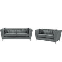 SOFA-SET 5-sitzer Samtstoff Grau Gaula - Grau, Textil (211/77/80cm) - Beliani