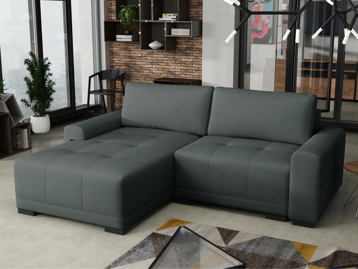 ECKSOFA Milton - Schwarz/Graphitfarben, Holz/Textil (237/180cm) - MIRJAN24