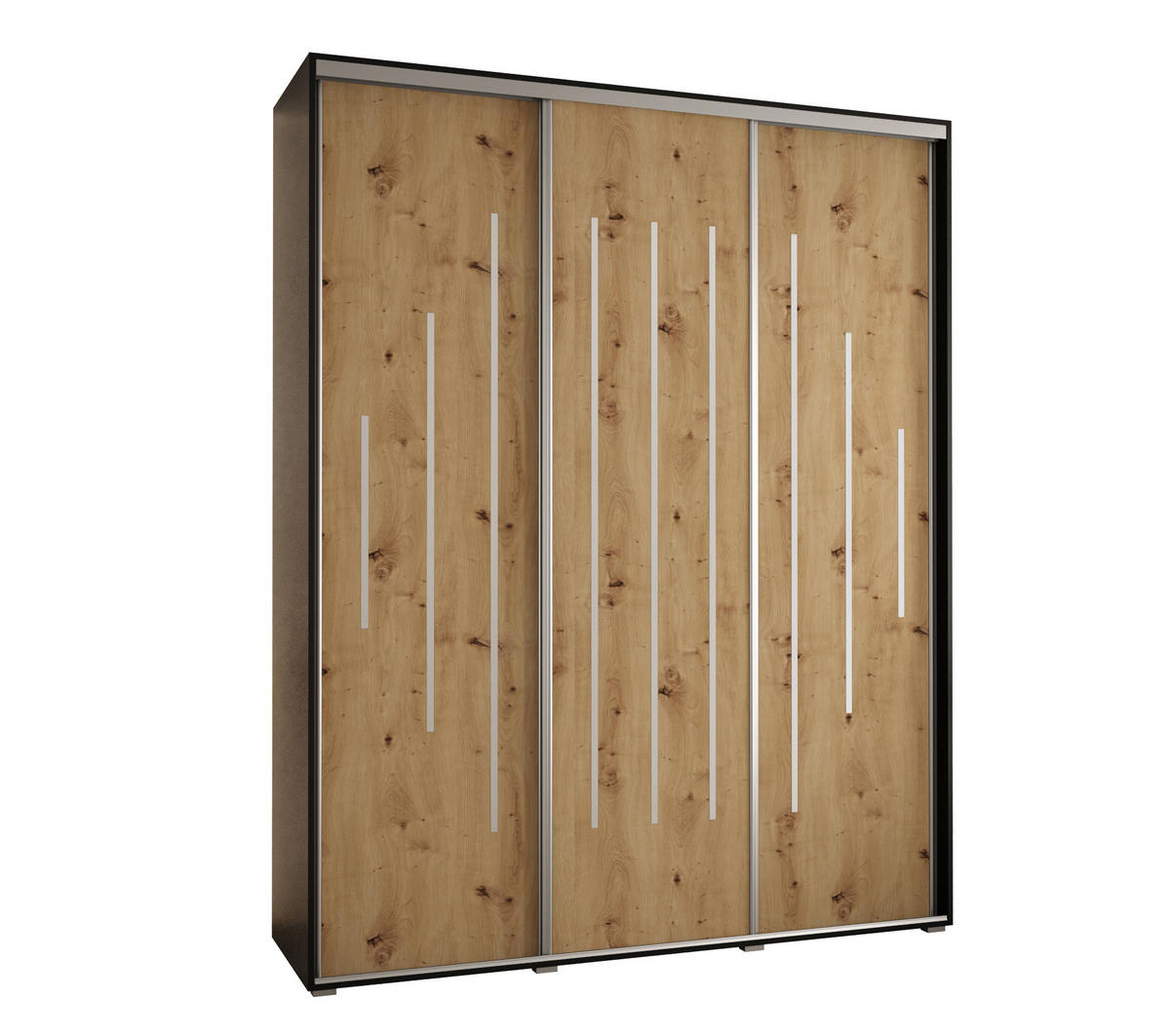 SCHWEBETÜRENSCHRANK 235,2/190/60 3-türig - Silberfarben/Schwarz, Holz/Metall (190/235/60cm) - Abiks Möbel