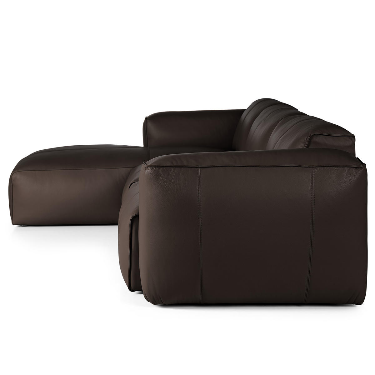 3-SITZER ECKSOFA mit Longchair - Dunkelbraun/Schwarz, Leder/Kunststoff (284/173cm) - home24